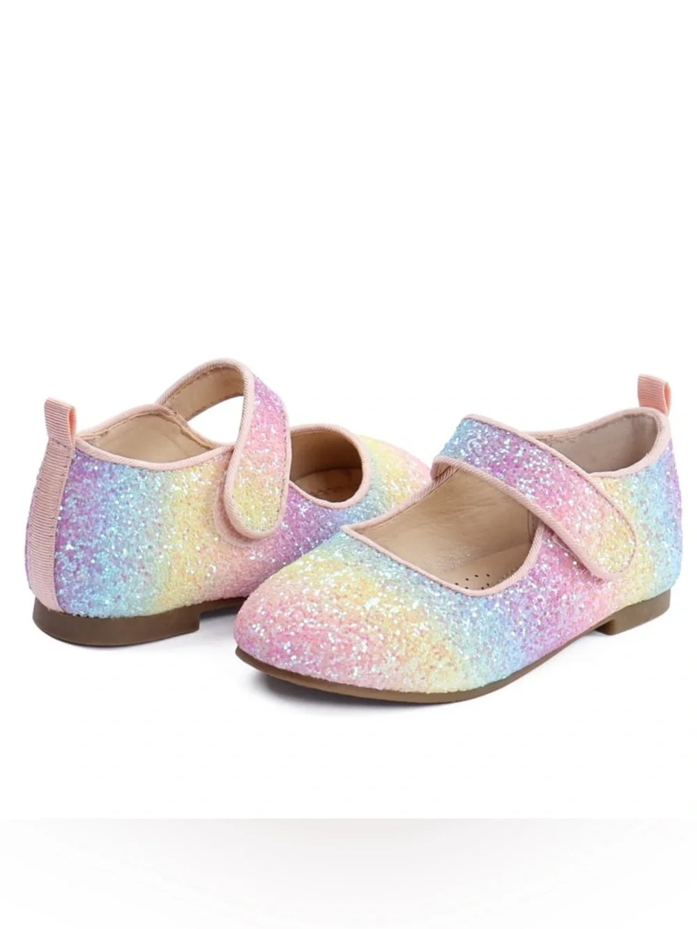 Girls' Glitter Mary Jane Shoes - Pastel Rainbow